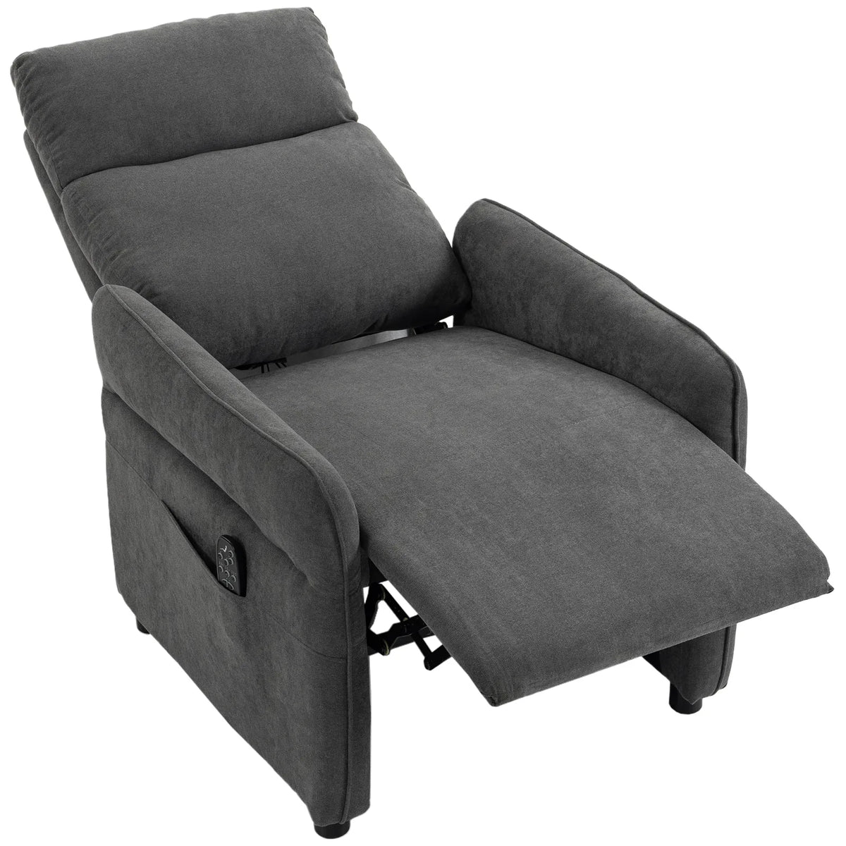 HOMCOM Push Back Recliner Armchair with Massage, Heat and Side Pockets – Lounge Chair, Dark Grey
