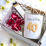 Aye Do Gifts 40th Birthday Gold Balloons Candle Gift Set with Chocolates & Matches – Linen Scented Gift