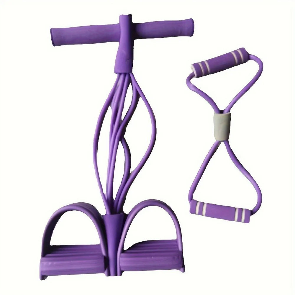 Multi-Function Tension Rope 6Tube Gym Fitness Foot Pedal Exerciser Pull Band New-Purple