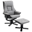 Grey swivel recliner armchair with footstool