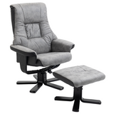 Grey swivel recliner armchair with footstool