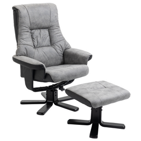 Grey swivel recliner armchair with footstool