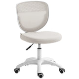 HOMCOM Armless Mesh Office Chair with Adjustable Height & Swivel Wheels – Compact Computer Desk Chair, Grey