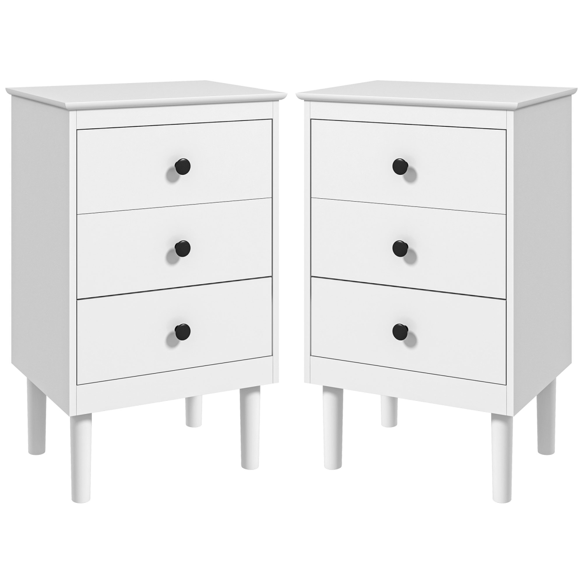 HOMCOM set of 2 white bedside tables