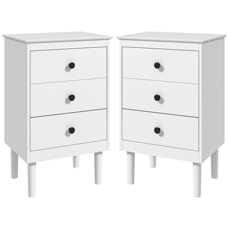 HOMCOM set of 2 white bedside tables