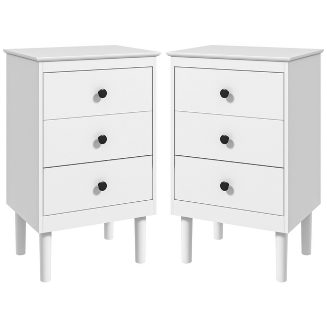 HOMCOM set of 2 white bedside tables