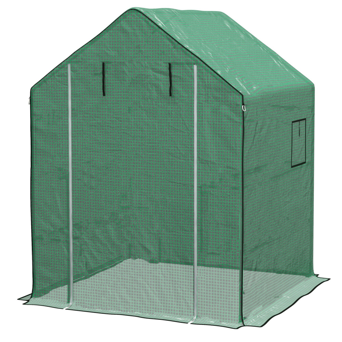Outsunny Walk-in Greenhouse Replacement Cover with Roll-up Door & Mesh Windows – PE Cover Only, Green