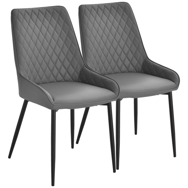 HOMCOM grey quilted PU leather dining chairs