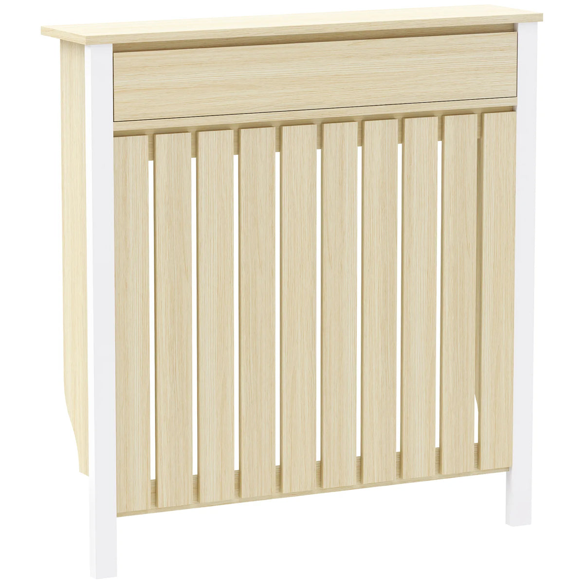 HOMCOM Rustic-Look Radiator Cover with Top Drawer, 93 x 88.5cm – Slimline Heater Guard, Oak
