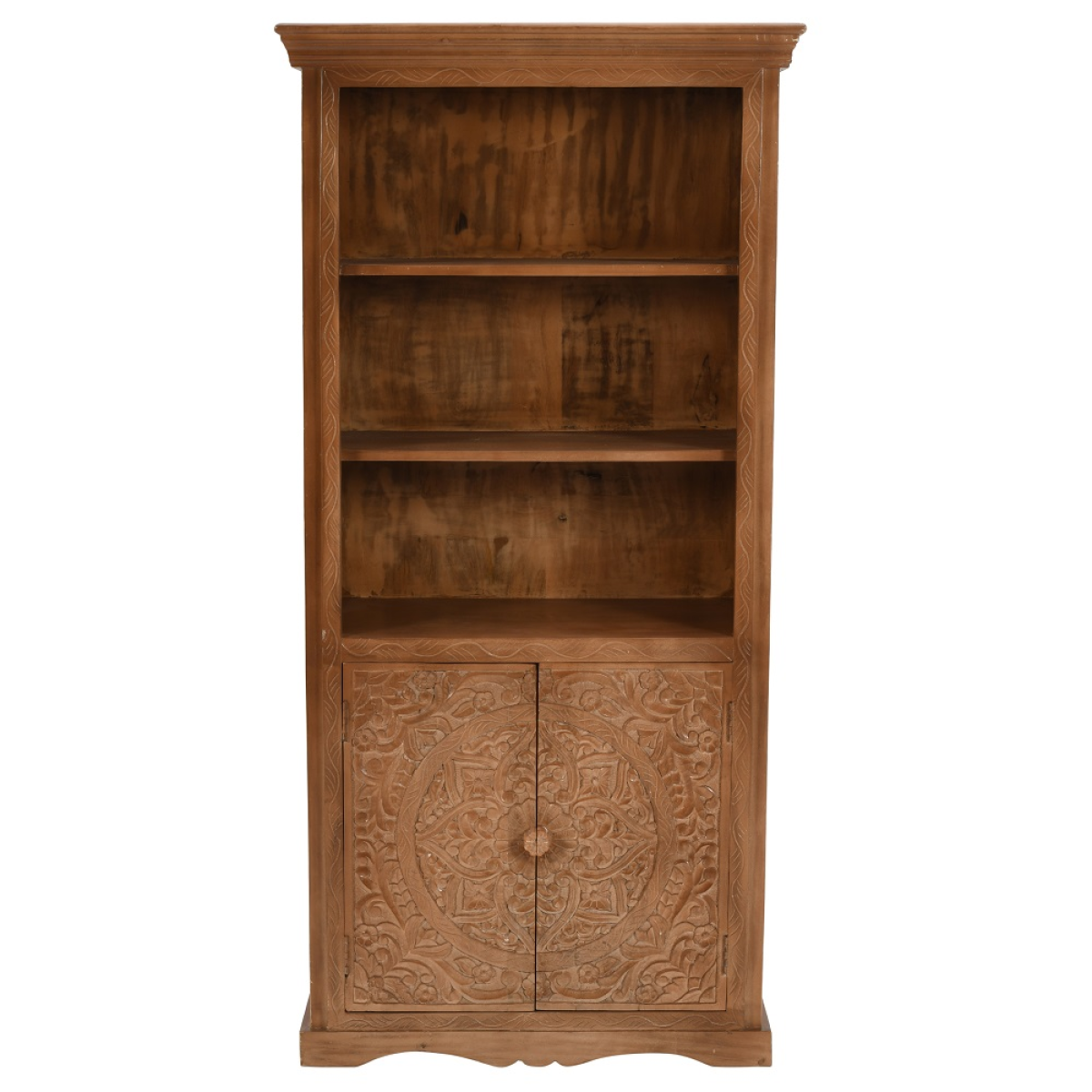 Artwork mango wood large corner bookcase