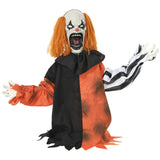 HOMCOM Animated Halloween Face Changing Clown, 85 cm Animatronic Joker with Cackling Sound and Glowing Red Eyes