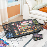 Tilting Jigsaw Puzzle Board with 6 Drawers and Dust Cover – Portable Felt Table for 1000 Pieces, Dark Grey
