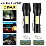 2 Pack USB Rechargeable LED Flashlights with Zoom & 3 Modes – Pocket Torch for Camping & Car Repair