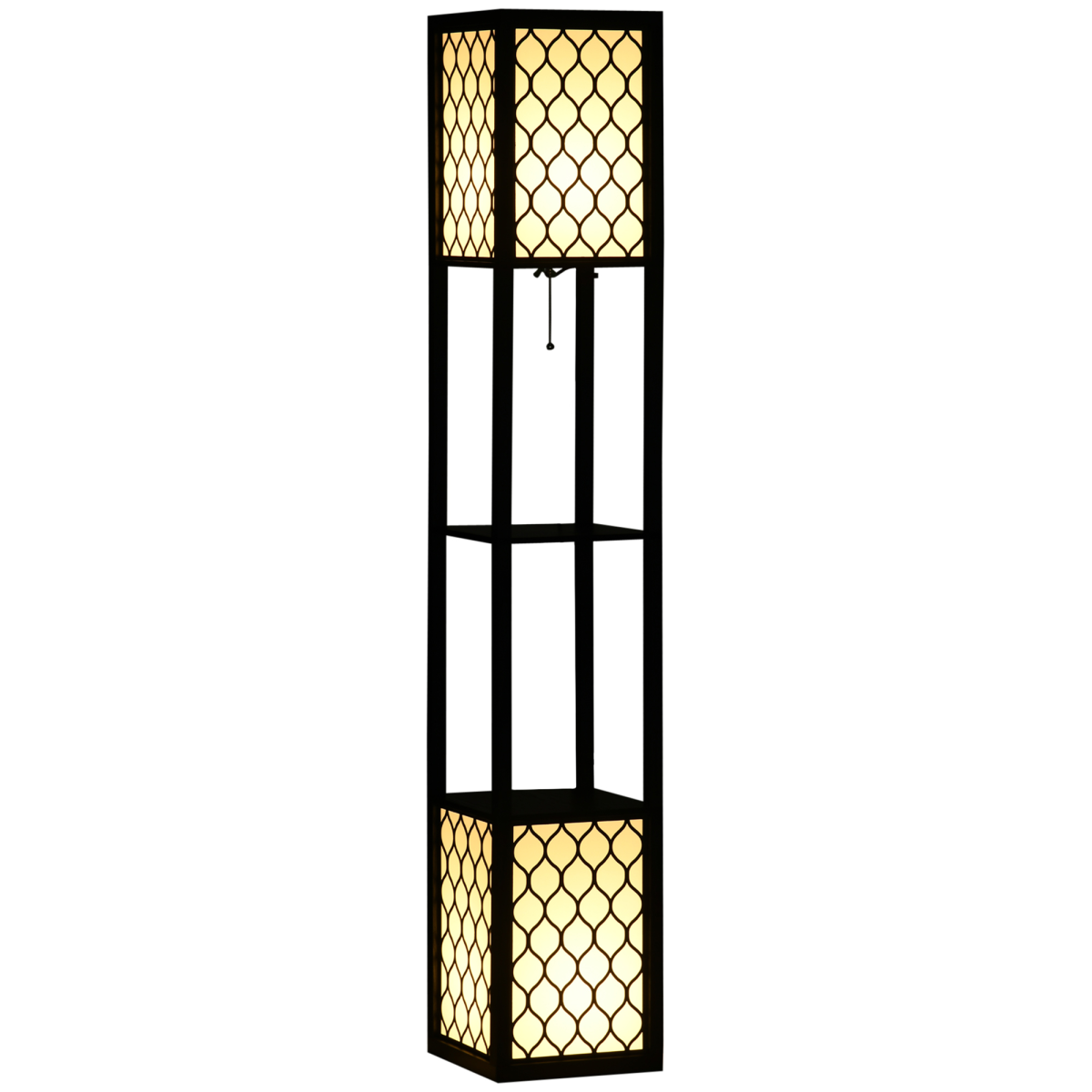 Modern 2-light floor lamp with display shelves