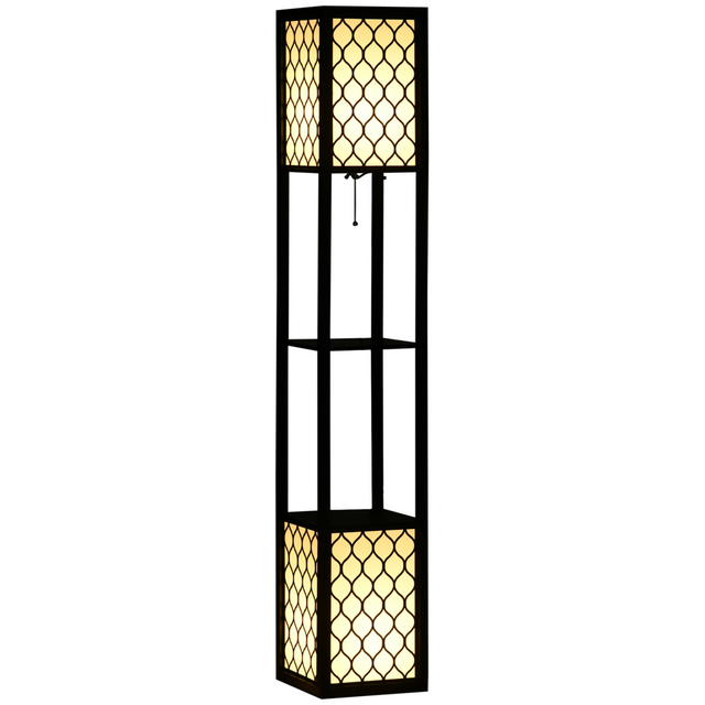 Modern 2-light floor lamp with display shelves