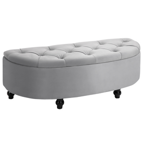 Semi-circle tufted storage ottoman bench