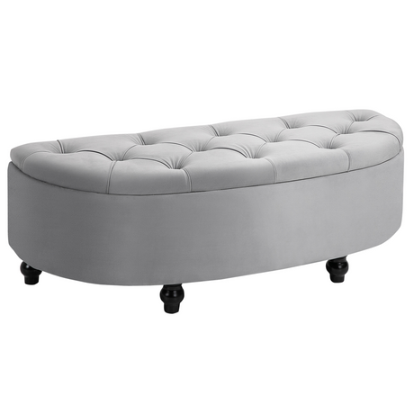 Semi-circle tufted storage ottoman bench