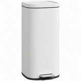 HOMCOM 30L Pedal Kitchen Bin with Soft-Close Lid and Removable Bucket – Compact Metal Rubbish Bin, Cream