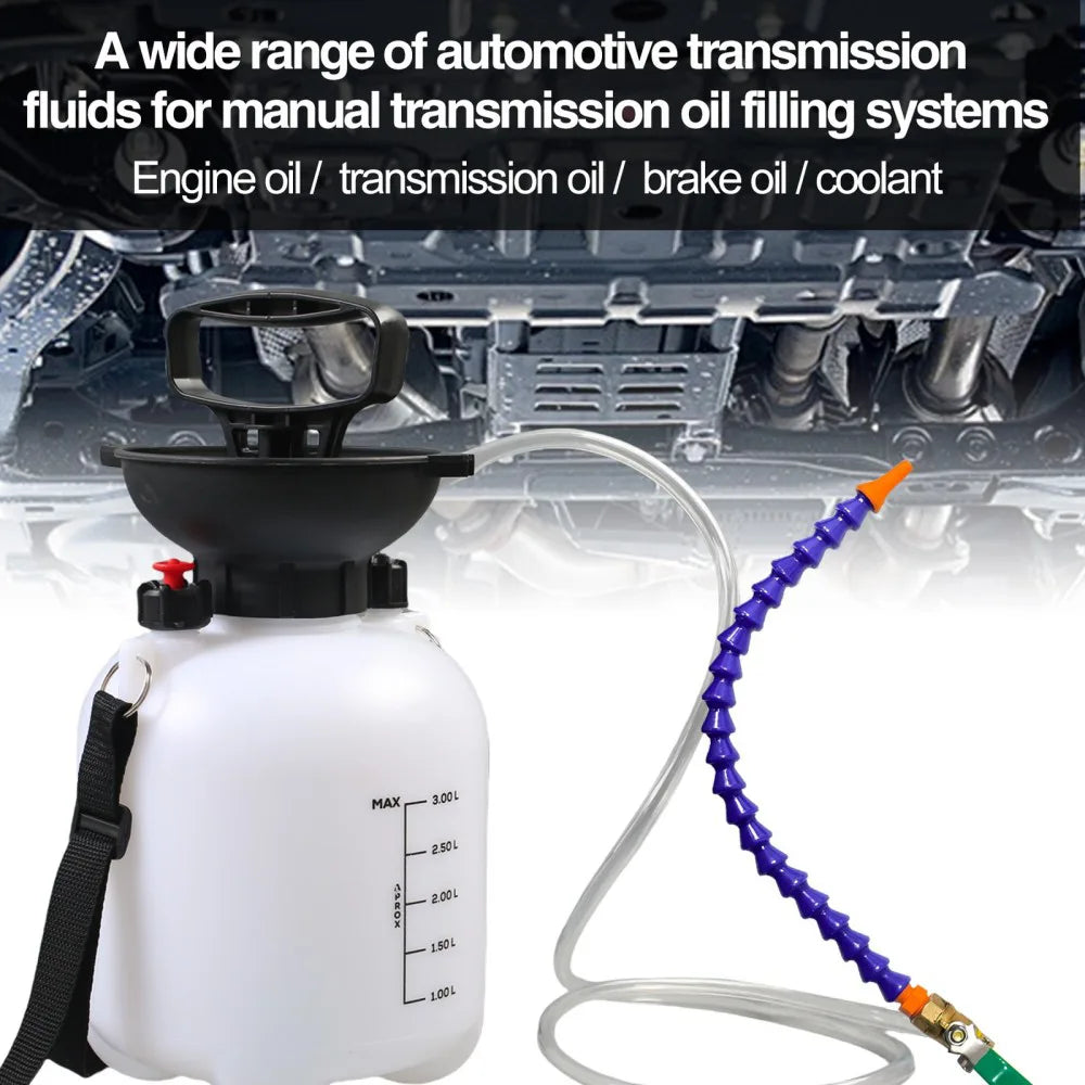 3L Manual Transmission Fluid Filling Pump with Pressure Gauge and Adapters – Gearbox Oil Filler Tool for ATF
