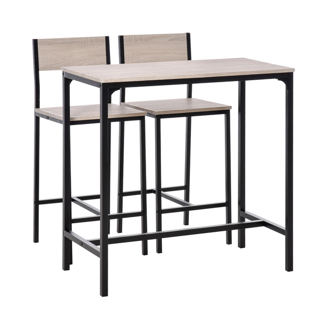 Black 3-piece bar table and stool set
