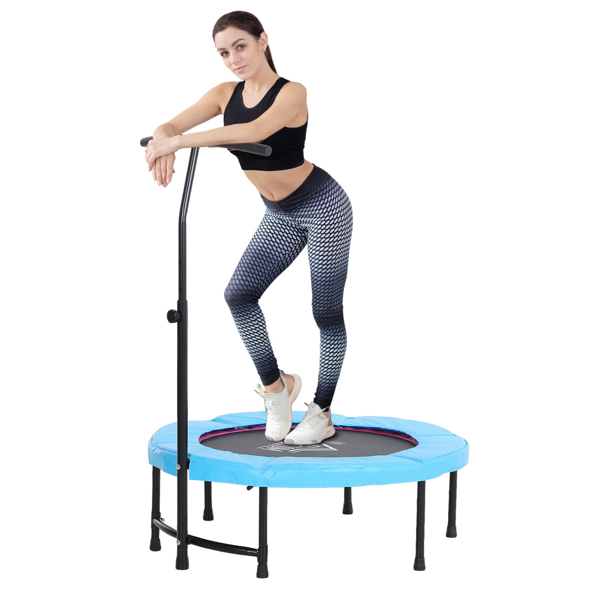 HOMCOM 40" Mini Trampoline with Adjustable Handle – Fitness Rebounder for Kids & Adults, Indoor & Outdoor