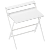 HOMCOM 81.5cm Folding Computer Desk with Monitor Shelf – Space-Saving Home Office Table, White