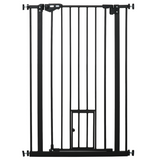PawHut Extra Tall Auto-Close Dog Gate with Cat Door, 74–80cm – Steel Stair Gate with Rotatable Locks