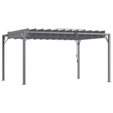 Outsunny 4 x 3m Metal Pergola with Retractable Louvred Roof – 135° Louvres, UV50+ Protection, Grey