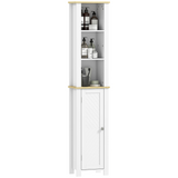 kleankin Slim Bathroom Storage Unit with Open Compartment and Adjustable Shelf – Narrow Cabinet, White