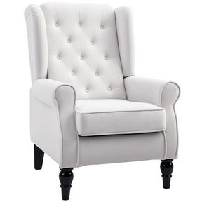 Cream retro tufted club armchair