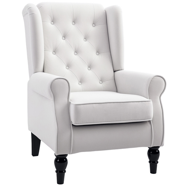 Cream retro tufted club armchair