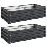 Outsunny Set of 2 Raised Beds for Garden, Galvanised Outdoor Planters for Herbs Vegetables
