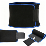 Waist Trimmer Belt with Phone Pocket – Adjustable Neoprene Workout Sweat Band, Blue & Black