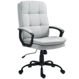 HOMCOM Linen-Look Double-Padded Office Chair with Adjustable Height and Tilt – Five Quiet Wheels, Grey