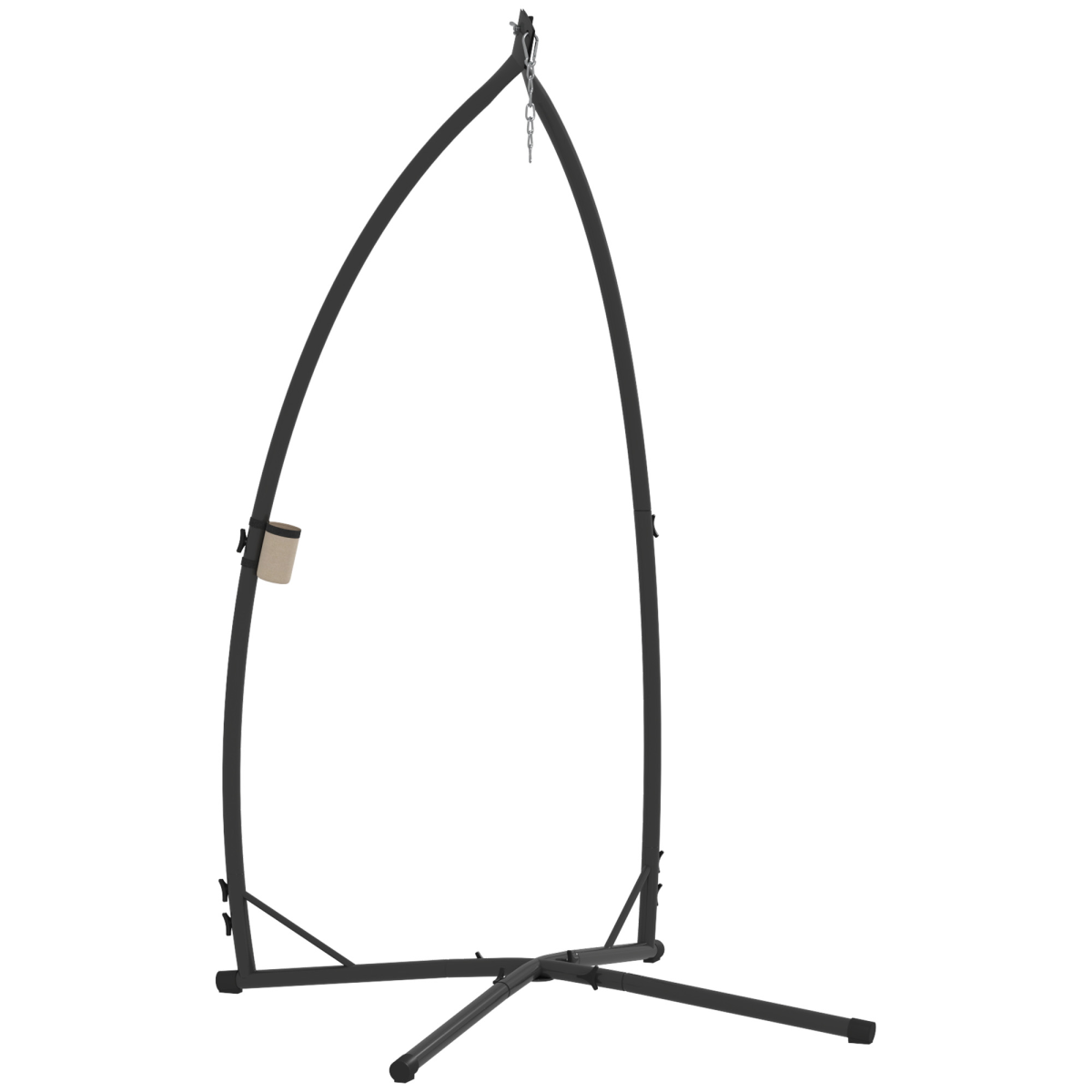 Outsunny Hammock Chair Stand, Steel Frame with Cup Holder – Heavy-Duty Garden Stand Only, Black