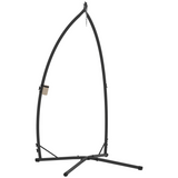 Outsunny Hammock Chair Stand, Steel Frame with Cup Holder – Heavy-Duty Garden Stand Only, Black