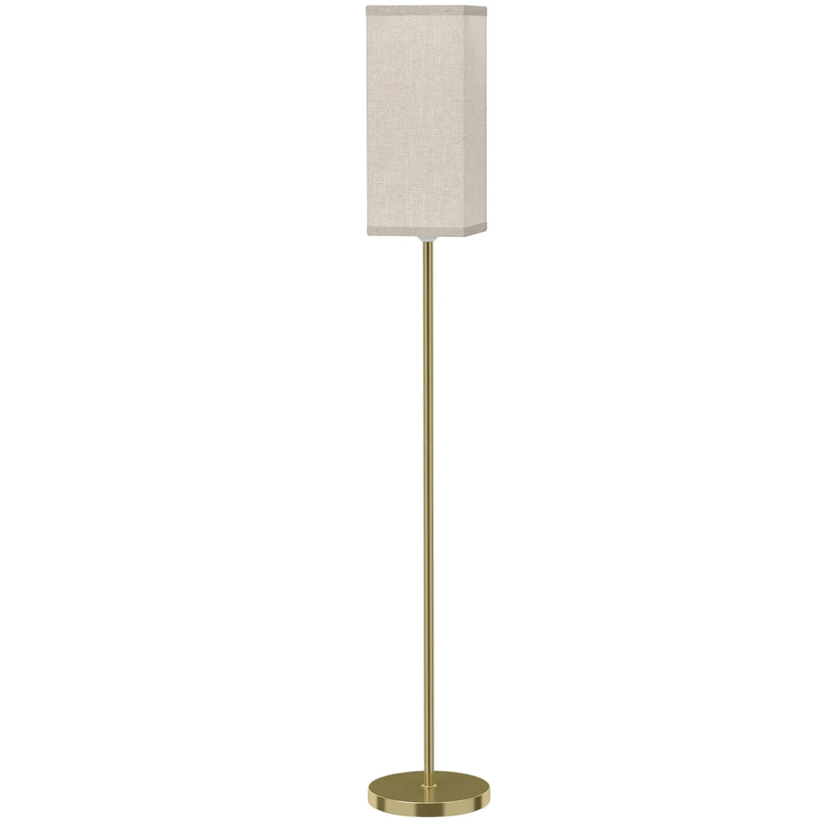 HOMCOM Floor Lamp with Linen Shade and Foot Switch – Modern Tall Standing Lamp for Bedroom, Gold Tone