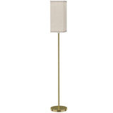 HOMCOM Floor Lamp with Linen Shade and Foot Switch – Modern Tall Standing Lamp for Bedroom, Gold Tone
