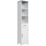 kleankin Tall Slim Bathroom Storage Cabinet with Drawer and Cupboard – Freestanding Linen Tower, White