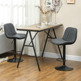 Set of 2 Adjustable Swivel Bar Stools with High Backs & Gas Lift – Linen-Look Counter Chairs, Charcoal Grey
