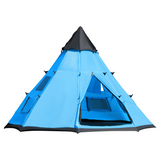 Outsunny 6-7 Person Large Tipi Family Camping Tent with Mesh Windows & Carry Bag – Festival and Party Tent