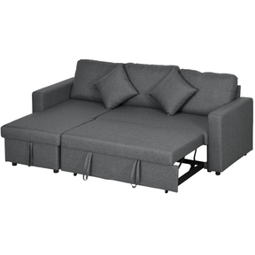 HOMCOM dark grey corner sofa bed with storage
