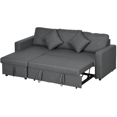 HOMCOM dark grey corner sofa bed with storage