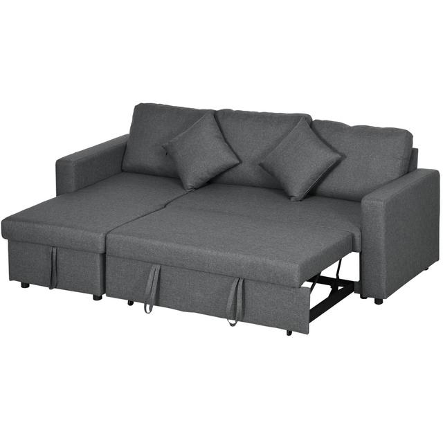 HOMCOM dark grey corner sofa bed with storage