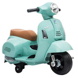 HOMCOM Vespa Licensed 6V Kids Electric Motorbike with Training Wheels and Horn – Ride-On, 18-36 Months, Green
