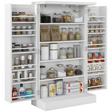 White pantry cupboard with spice racks