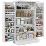 White pantry cupboard with spice racks