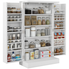 White pantry cupboard with spice racks