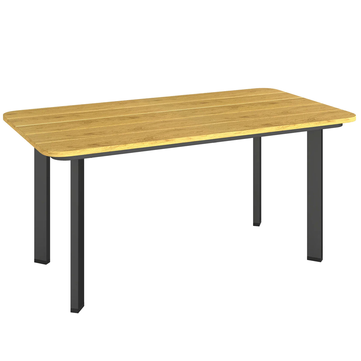 Outsunny Outdoor Garden Coffee Table – Slatted Wood-Plastic Composite Top with Metal Frame, 90 x 49cm, Brown