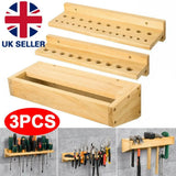 Wall-Mounted Pine Wood Tool Rack, Set of 3 – Workshop Screwdriver, Pliers and Hammer Organiser